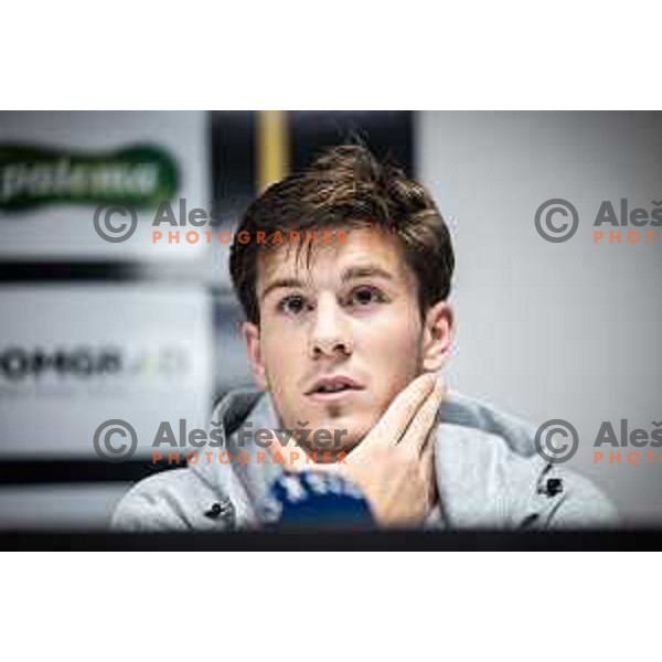 Marko Brest at the press conference after Prva liga Telemach football match between Mura and Olimpija in Fazanerija, Murska Sobota, Slovenia on September 3, 2023. Foto: Jure Banfi