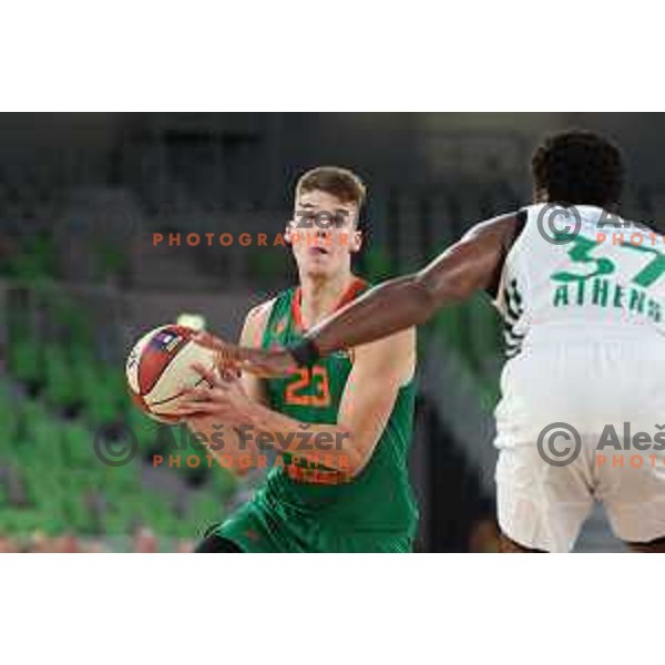 Luka Scuka of Cedevita Olimpija during Charity Basketball match between Cedevita Olimpija and Panathinaikos in Arena Stozice, Ljubljana, Slovenia on September 7, 2023