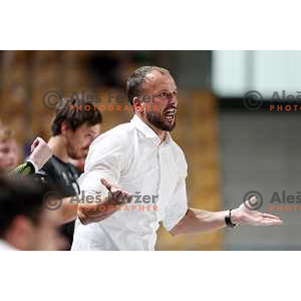 Uros Zorman, head coach of Trimo Trebnje during 1.NLB Liga handball match between RK Pivovarna Lasko and Trimo Trebnje in Zlatorog Arena, Celje, Slovenia on September 9, 2023