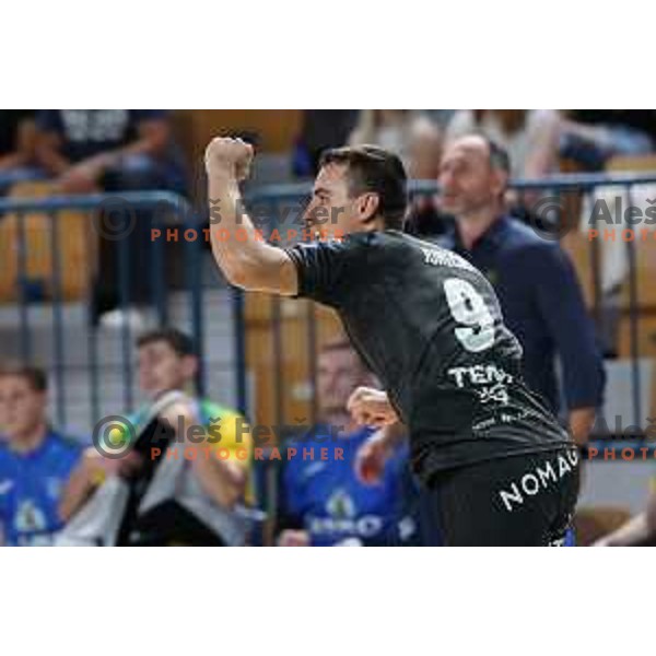 Jan Jurecic in action during 1.NLB Liga handball match between RK Pivovarna Lasko and Trimo Trebnje in Zlatorog Arena, Celje, Slovenia on September 9, 2023