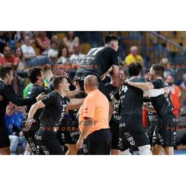 In action during 1.NLB Liga handball match between RK Pivovarna Lasko and Trimo Trebnje in Zlatorog Arena, Celje, Slovenia on September 9, 2023