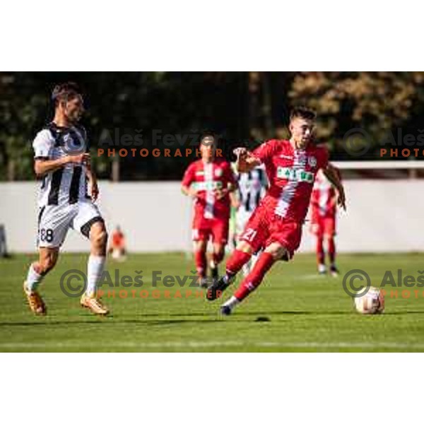 Gasper Jovan during Prva liga Telemach football match between Aluminij and Rogaska in Kidricevo, Slovenia on September 16, 2023.