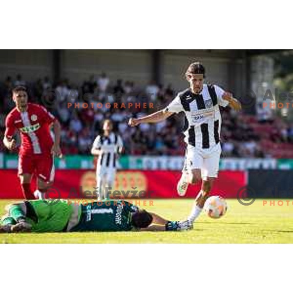 Jan Majcen during Prva liga Telemach football match between Aluminij and Rogaska in Kidricevo, Slovenia on September 16, 2023.