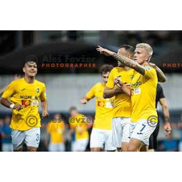 Luka Stor celebrating during Prva liga Telemach football match between Mura and Bravo in Fazanerija, Murska Sobota, Slovenia on September 16, 2023. Photo: Jure Banfi