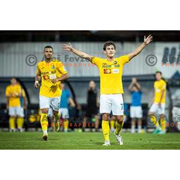 Martin Pecar celebrating during Prva liga Telemach football match between Mura and Bravo in Fazanerija, Murska Sobota, Slovenia on September 16, 2023. Photo: Jure Banfi