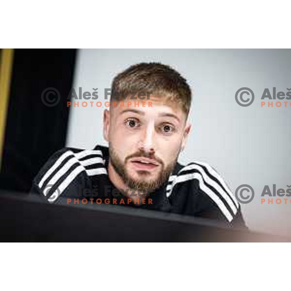 Roko Jurisic at the press conference after Prva liga Telemach football match between Mura and Bravo in Fazanerija, Murska Sobota, Slovenia on September 16, 2023. Photo: Jure Banfi