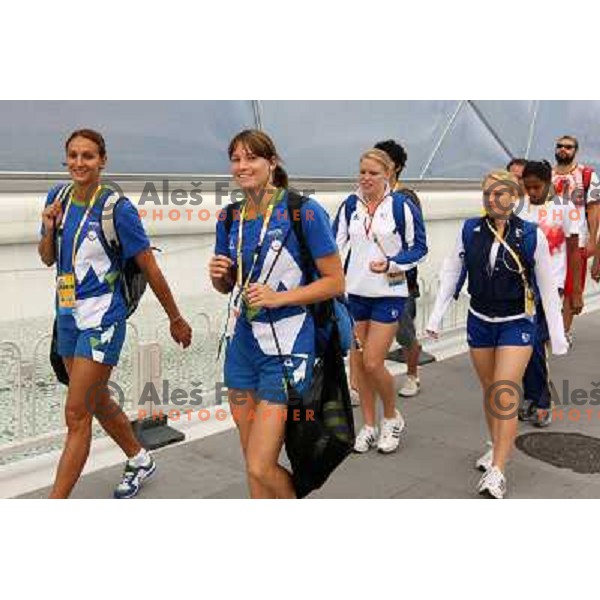 Nina Sovinek and Sara Isakovic during practice session in Cube at 2008 Beijing Summer Olympic games, China on August 9, 2008