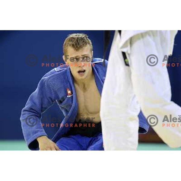 Rok Draksic (SLO, blue) fights in first round of Judo tournament in category under 60 kg at Olympic Games in Beijing, China 9.8.2008. Photo by Ales Fevzer 