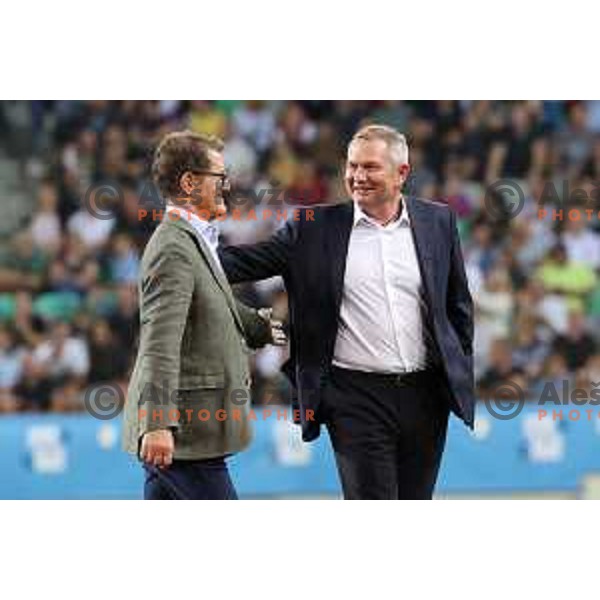 Fabio Capello and Matjaz Kek at UEFA Charity football match in Ljubljana, Slovenia on September 15, 2023