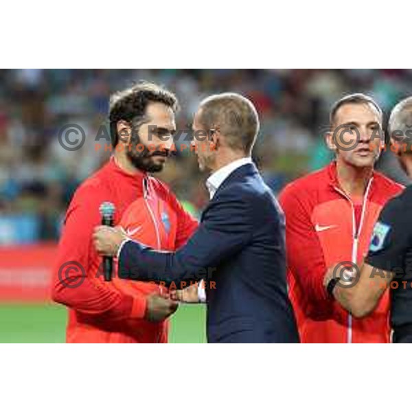 Aleksander Ceferin at UEFA Charity football match in Ljubljana, Slovenia on September 15, 2023 