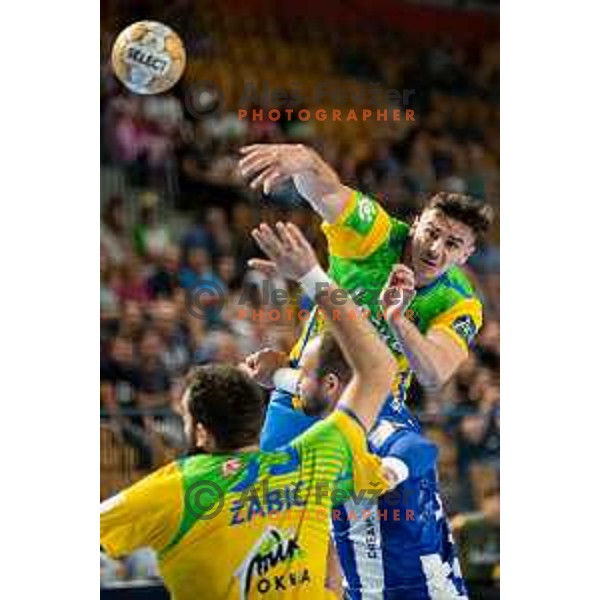 Ante Ivankovic in action during EHF Champions League handball match between Celje Pivovarna Lasko and FC Porto in Zlatorog Arena, Celje, Slovenia on September 20, 2023