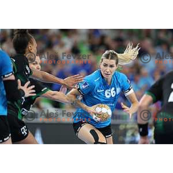 Aleksandra Rosiak in action during EHF Champions League Women 2022-2023 handball match between Krim Mercator and FTC Rail Cargo Hungaria in Ljubljana, Slovenia on September 23, 2023