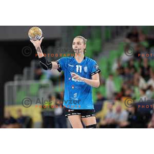 Daria Dmitrieva in action during EHF Champions League Women 2022-2023 handball match between Krim Mercator and FTC Rail Cargo Hungaria in Ljubljana, Slovenia on September 23, 2023