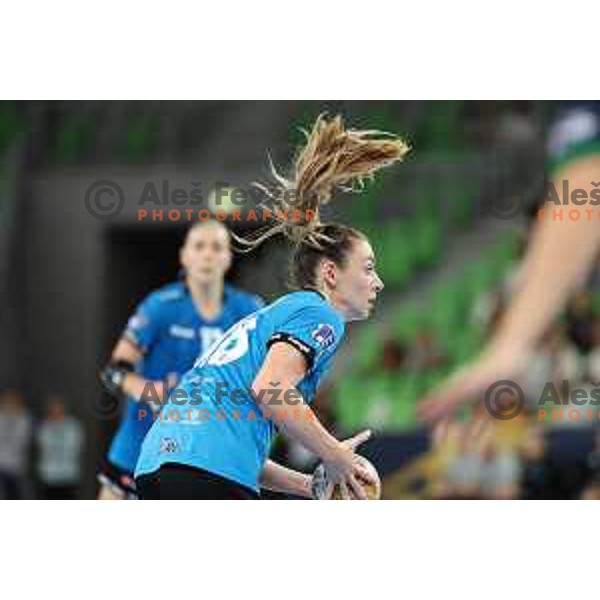 Nina Zulic in action during EHF Champions League Women 2022-2023 handball match between Krim Mercator and FTC Rail Cargo Hungaria in Ljubljana, Slovenia on September 23, 2023