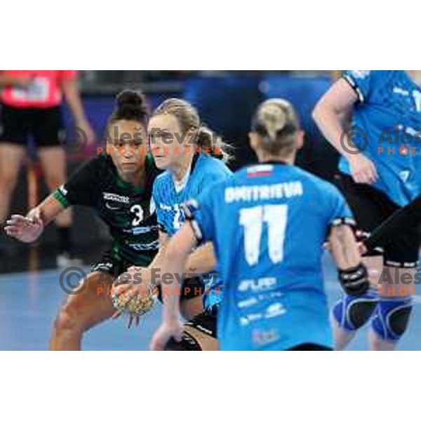 Barbara Lazovic in action during EHF Champions League Women 2022-2023 handball match between Krim Mercator and FTC Rail Cargo Hungaria in Ljubljana, Slovenia on September 23, 2023