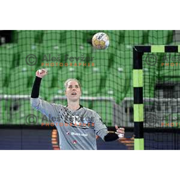 Barbara Arenhart in action during EHF Champions League Women 2022-2023 handball match between Krim Mercator and FTC Rail Cargo Hungaria in Ljubljana, Slovenia on September 23, 2023