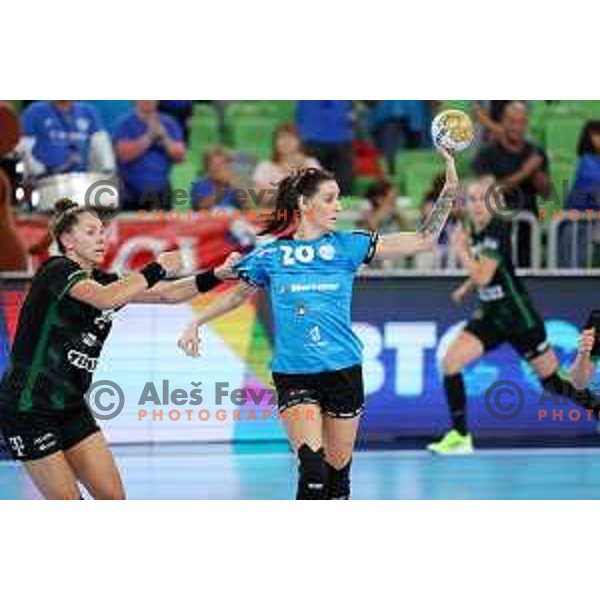 Alja Varagic of Krim in action during EHF Champions League Women 2022-2023 handball match between Krim Mercator and FTC Rail Cargo Hungaria in Ljubljana, Slovenia on September 23, 2023