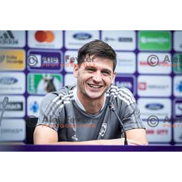 Sven Sostaric Karic at the press conference after Prva liga Telemach football match between Maribor and Radomlje in Ljudski vrt, Maribor, Slovenia on September 28, 2023. Photo: Jure Banfi