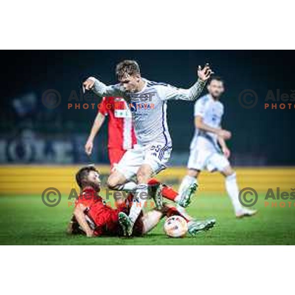 Marcel Lorber in action during Prva liga Telemach football match between Aluminij and Maribor in Kidricevo, Slovenia on October 1, 2023. Photo: Jure Banfi