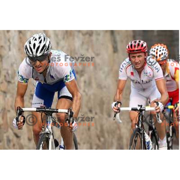 Tadej Valjavec (SLO) , Davide Rebellin (ITA) during Cycling Road race at Olympic games in Beijing, China 9.8.2008 