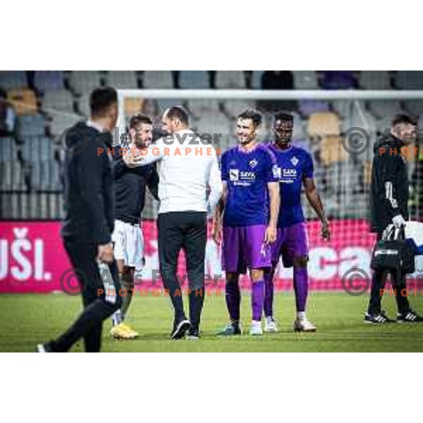 Amadej Marosa and Ante Simundza, head coach of Maribor after Prva liga Telemach football match between Maribor and Mura in Ljudski vrt, Maribor, Slovenia on October 7, 2023. Photo: Jure Banfi