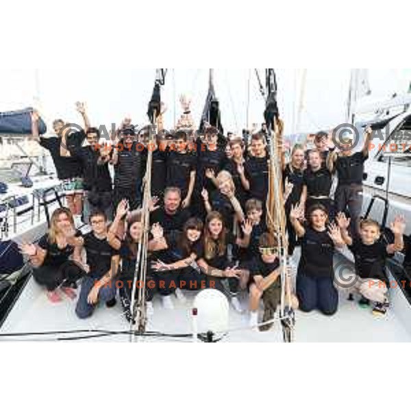 Gasper Vincec sails with Team Ewol Junior with kids at Barcolana Sailing Regatta 55, Trieste, Italy on October 8, 2023