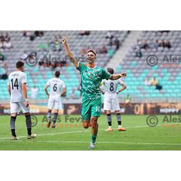 Marcel Ratnik celebrates goal during Prva Liga Telemach 2023/2024 football match between Olimpija and Radomlje in Ljubljana, Slovenia on October 8, 2023. Foto: Filip Barbalic