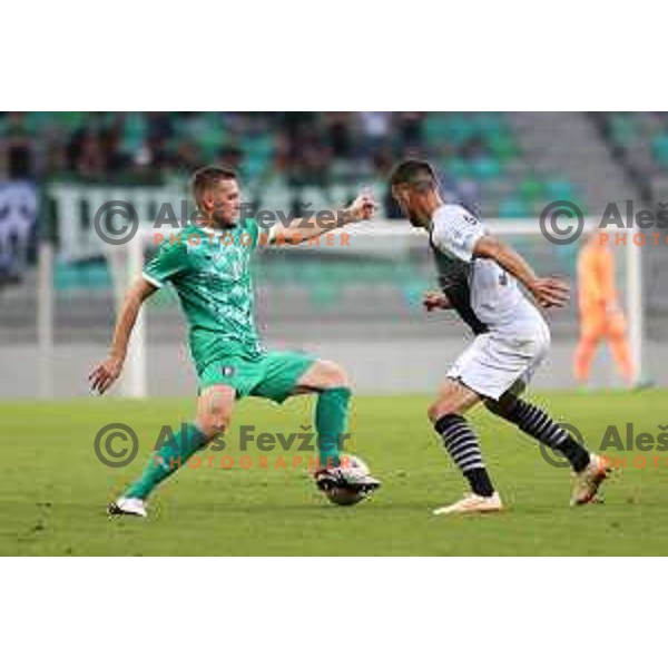 Timi Max Elsnik in action during Prva Liga Telemach 2023/2024 football match between Olimpija and Radomlje in Ljubljana, Slovenia on October 8, 2023. Foto: Filip Barbalic