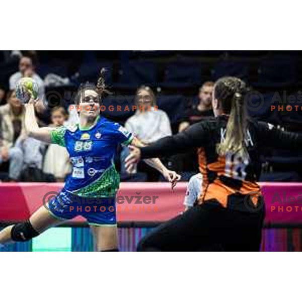 Ema Albina in action during Women’s Euro 2024 qualifications handball match between Slovenia and Latvia in Dvorana Golovec, Celje, Slovenia on October 11, 2023. Photo: Jure Banfi