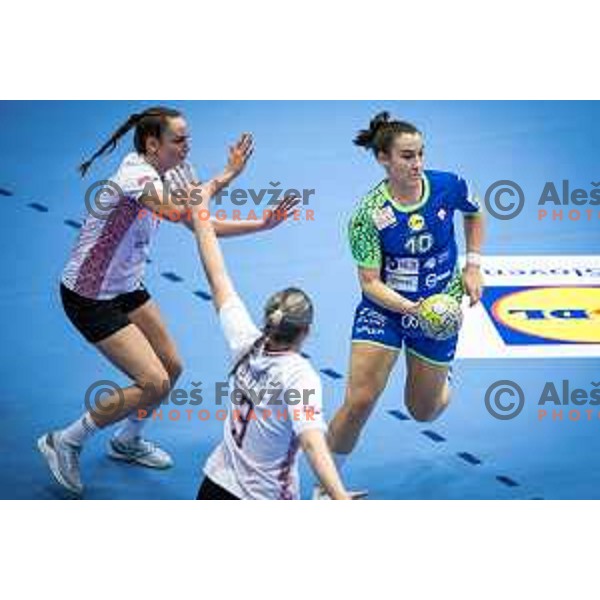 in action during Women’s Euro 2024 qualifications handball match between Slovenia and Latvia in Dvorana Golovec, Celje, Slovenia on October 11, 2023. Photo: Jure Banfi