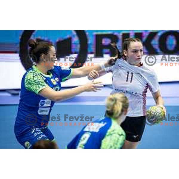 in action during Women’s Euro 2024 qualifications handball match between Slovenia and Latvia in Dvorana Golovec, Celje, Slovenia on October 11, 2023. Photo: Jure Banfi