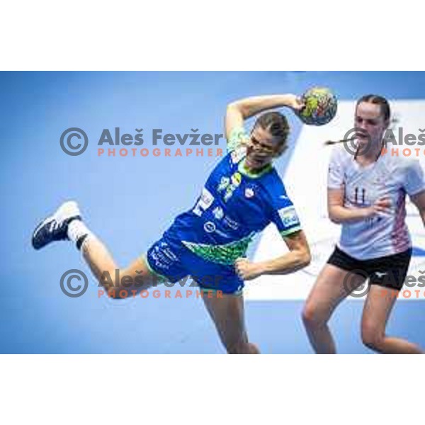 Ana Albina in action during Women’s Euro 2024 qualifications handball match between Slovenia and Latvia in Dvorana Golovec, Celje, Slovenia on October 11, 2023. Photo: Jure Banfi