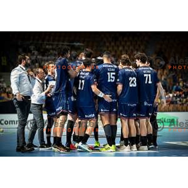 in action during EHF Champions League handball match between Celje Pivovarna Lasko and Montpellier in Zlatorog Arena, Celje, Slovenia on October 11, 2023