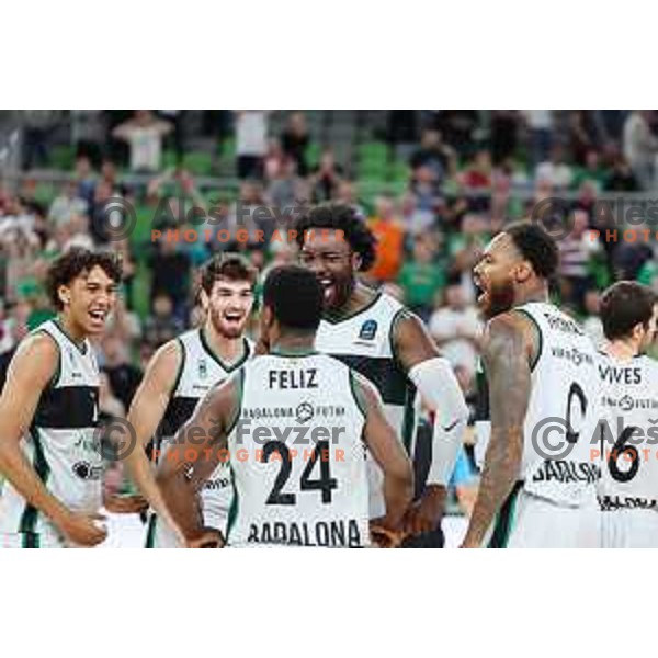 in action during BKT EuroCup 2023-2024 regular season basketball match between Cedevita Olimpija (SLO) and Juventut Badalona (ESP) in Ljubljana, Slovenia on October 11, 2023