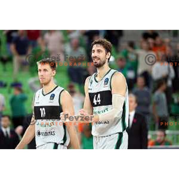 Ante Tomic in action during BKT EuroCup 2023-2024 regular season basketball match between Cedevita Olimpija (SLO) and Juventut Badalona (ESP) in Ljubljana, Slovenia on October 11, 2023 