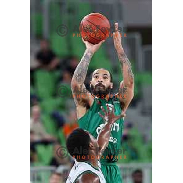 in action during BKT EuroCup 2023-2024 regular season basketball match between Cedevita Olimpija (SLO) and Juventut Badalona (ESP) in Ljubljana, Slovenia on October 11, 2023