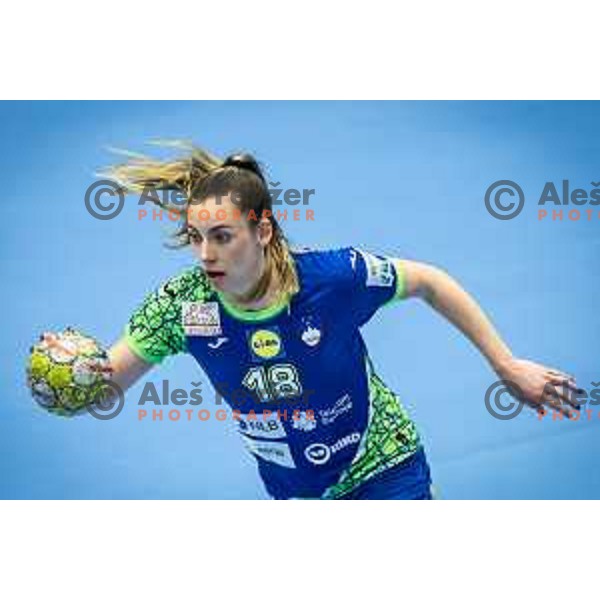 Nina Zulic in action during Women’s Euro 2024 qualifications handball match between Slovenia and Latvia in Dvorana Golovec, Celje, Slovenia on October 11, 2023. Photo: Jure Banfi