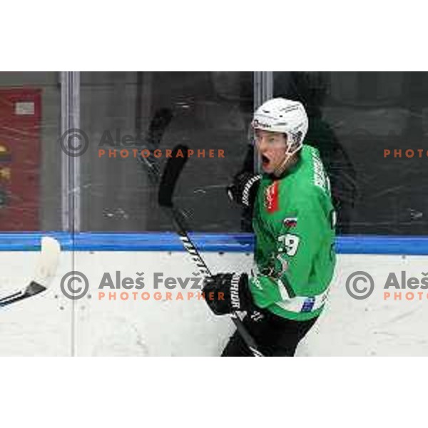 Aljaz Predan in action during IceHL match between SZ Olimpija and VSV in Tivoli Hall, Ljubljana, Slovenia on October 13, 2023