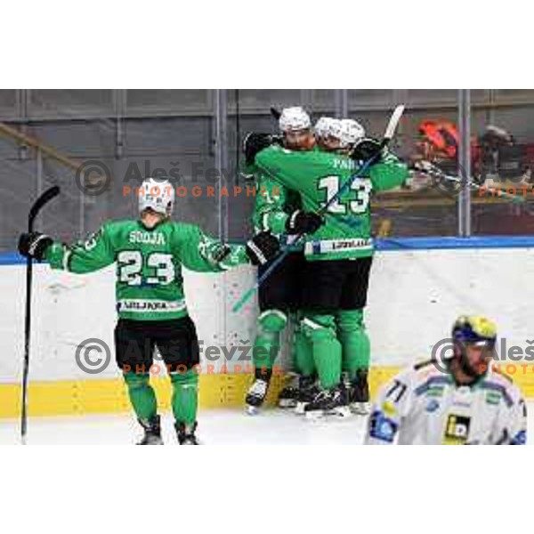 In action during IceHL match between SZ Olimpija and VSV in Tivoli Hall, Ljubljana, Slovenia on October 13, 2023