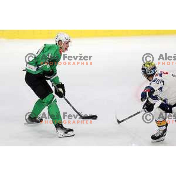 In action during IceHL match between SZ Olimpija and VSV in Tivoli Hall, Ljubljana, Slovenia on October 13, 2023