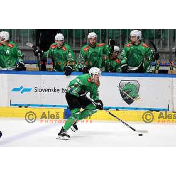 In action during IceHL match between SZ Olimpija and VSV in Tivoli Hall, Ljubljana, Slovenia on October 13, 2023