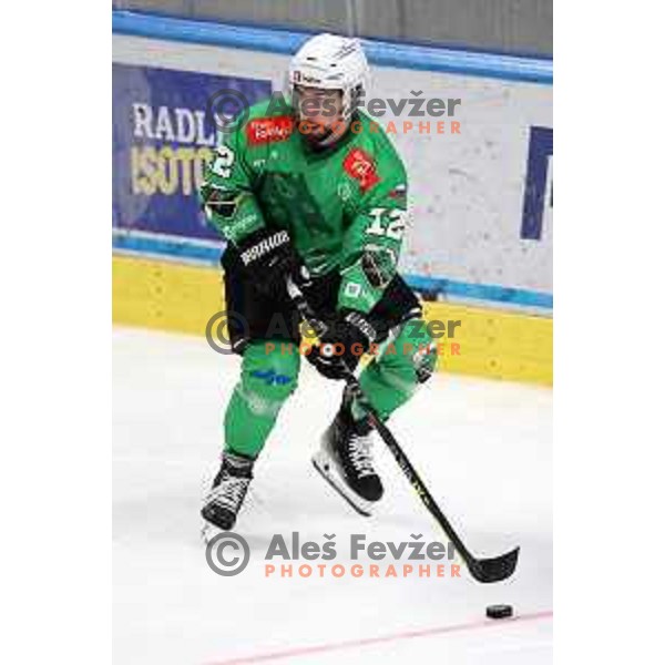 In action during IceHL match between SZ Olimpija and VSV in Tivoli Hall, Ljubljana, Slovenia on October 13, 2023