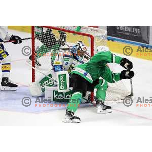 In action during IceHL match between SZ Olimpija and VSV in Tivoli Hall, Ljubljana, Slovenia on October 13, 2023