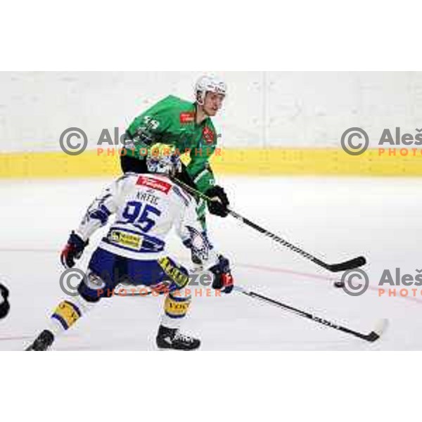 In action during IceHL match between SZ Olimpija and VSV in Tivoli Hall, Ljubljana, Slovenia on October 13, 2023