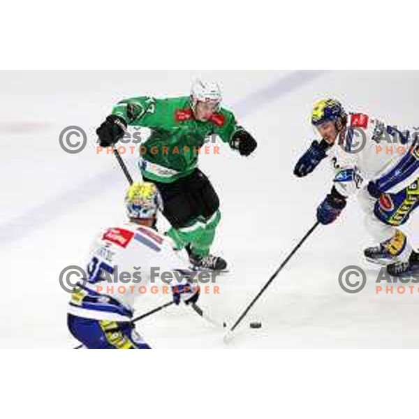 In action during IceHL match between SZ Olimpija and VSV in Tivoli Hall, Ljubljana, Slovenia on October 13, 2023