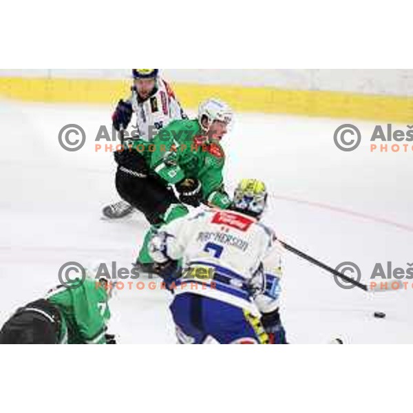 In action during IceHL match between SZ Olimpija and VSV in Tivoli Hall, Ljubljana, Slovenia on October 13, 2023