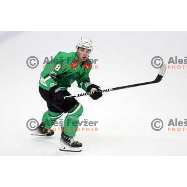 In action during IceHL match between SZ Olimpija and VSV in Tivoli Hall, Ljubljana, Slovenia on October 13, 2023