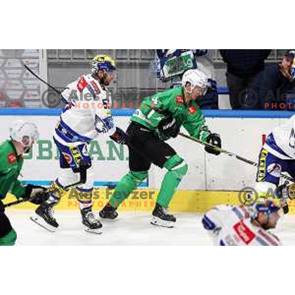 Robert Sabolic in action during IceHL match between SZ Olimpija and VSV in Tivoli Hall, Ljubljana, Slovenia on October 13, 2023