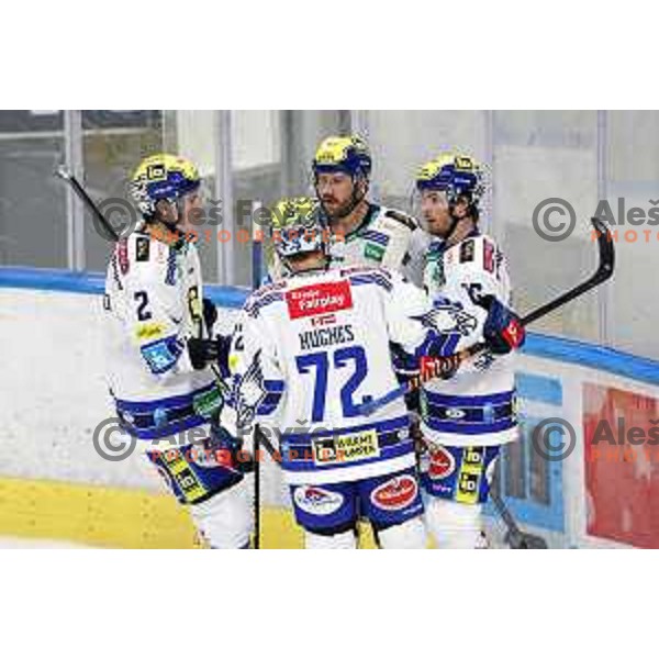 In action during IceHL match between SZ Olimpija and VSV in Tivoli Hall, Ljubljana, Slovenia on October 13, 2023