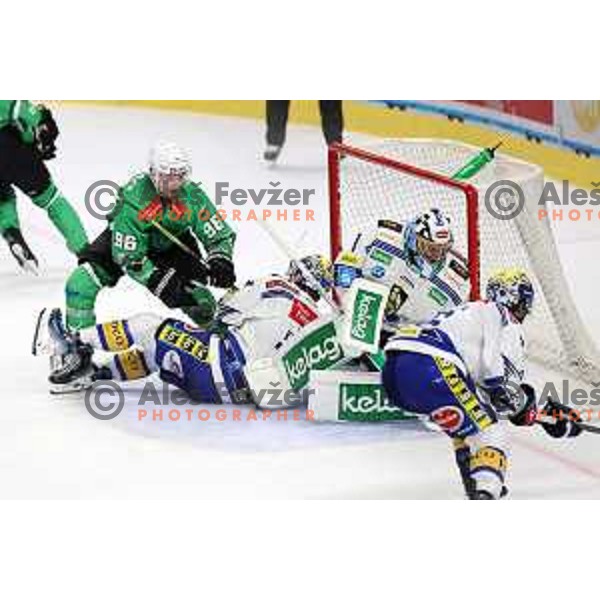 In action during IceHL match between SZ Olimpija and VSV in Tivoli Hall, Ljubljana, Slovenia on October 13, 2023